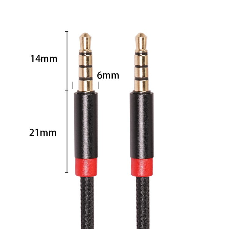 2M 3.5 mm Male to Male 4-Conductor Auxiliary Stereo Aux Cable