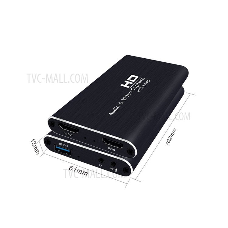 Z34 HDMI Female+Mic to HDMI Female+Audio+USB HD Audio Video Capture Card with Loop for Gaming Recording Live Broadcasting