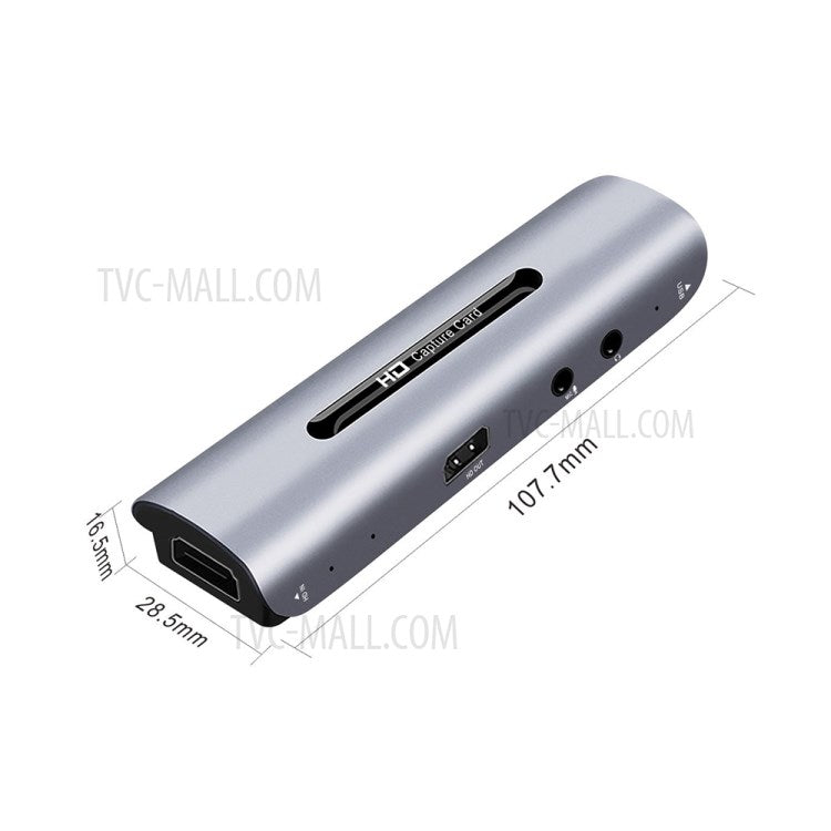 Z35 HDMI Female+Mic to HDMI Female+Audio+USB HD Audio Video Capture Card with Loop for Game Console Phone Tablet Camera