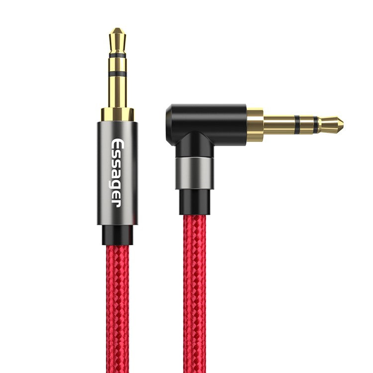 ESSAGER 3.5mm Jack Male to Male Audio AUX Cable for PC Mobile Phone Speaker, 1.5m - Red