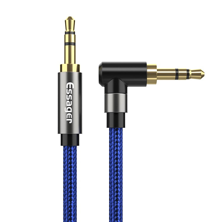 ESSAGER 3.5mm Jack Male to Male Audio AUX Cable for PC Mobile Phone Speaker, 1.5m - Blue
