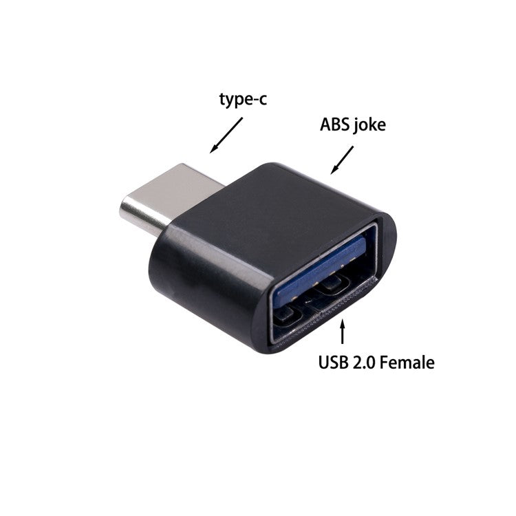 1344T Type C OTG USB 3.1 to USB 2.0 Adapter Connector High Speed Cell Phone Converter for Samsung Hauwei - Black