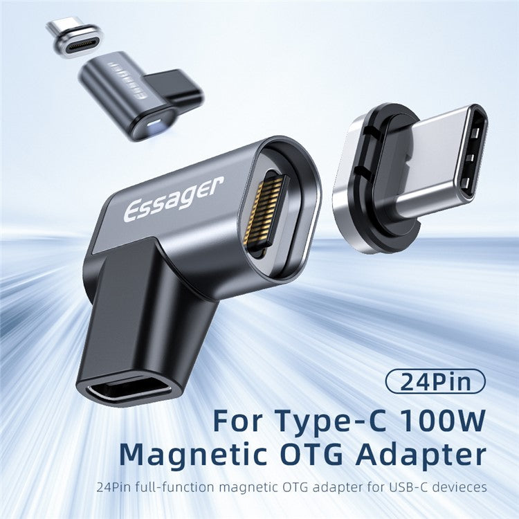 ESSAGER EZJCX-KTZ0G 24-Pin Magnetic Type-C OTG Adapter USB-C 3.1 Fast Charging Data Converter 10Gbs Data Sync Connector