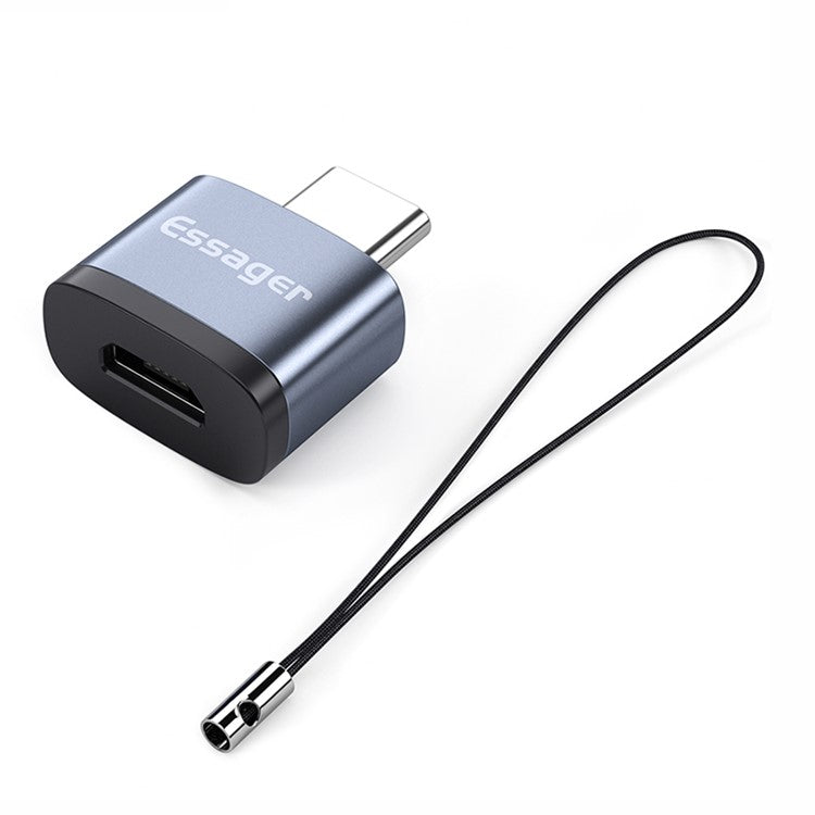 ESSAGER USB 2.0 OTG Adapter Micro USB Female to Type-C USB 3.1 Male Converter Support Charging Data Transmission