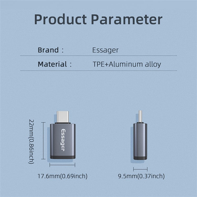 ESSAGER Mini USB 3.0 Adapter Mobile Phone Type-C Male to USB Female OTG Adapter Converter Connector
