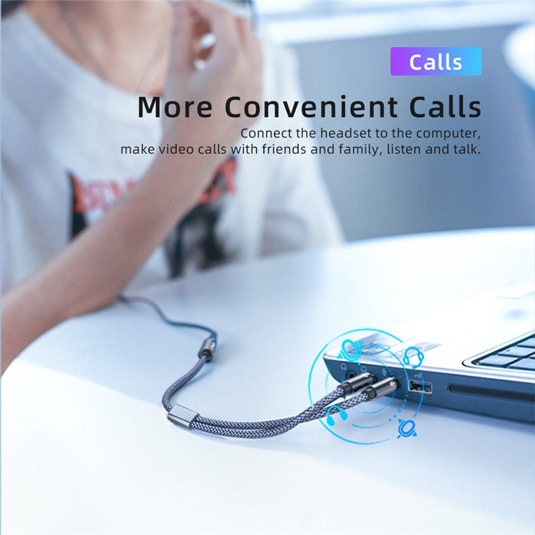 ESSAGER 0.25m 3.5mm Female to Dual 3.5mm Male Mic AUX Audio Y Splitter Cable Headphone Adapter Cord