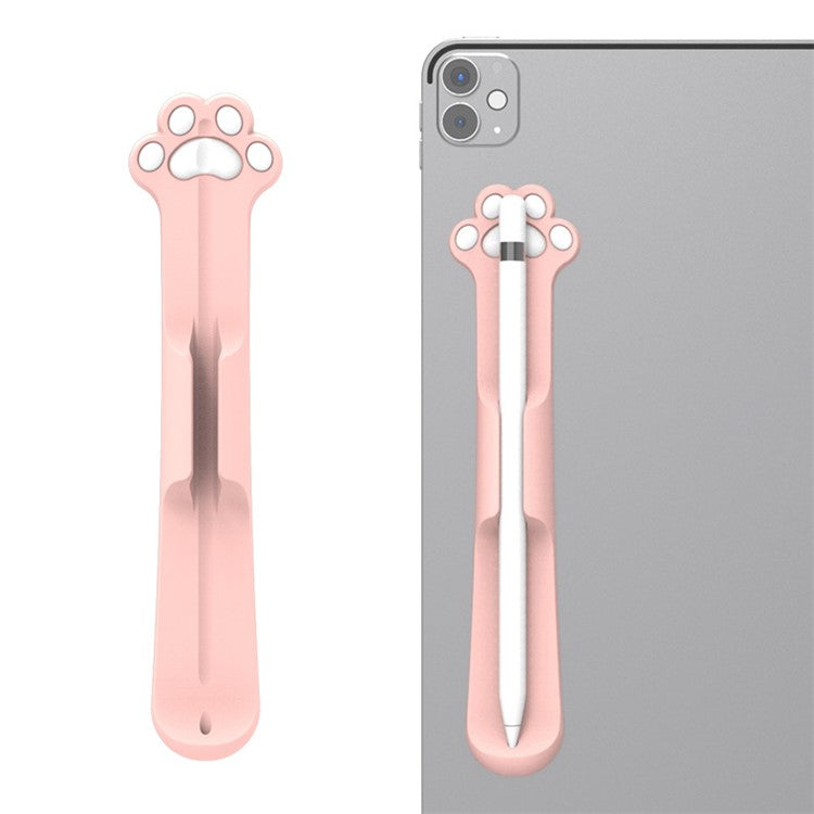 Love Mei Magnetic Attach Design Strong Adhesive Liquid Silicone Pencil Holder Sticker for Apple Pencil 1st / 2nd Generation - Pink Cat's Paw