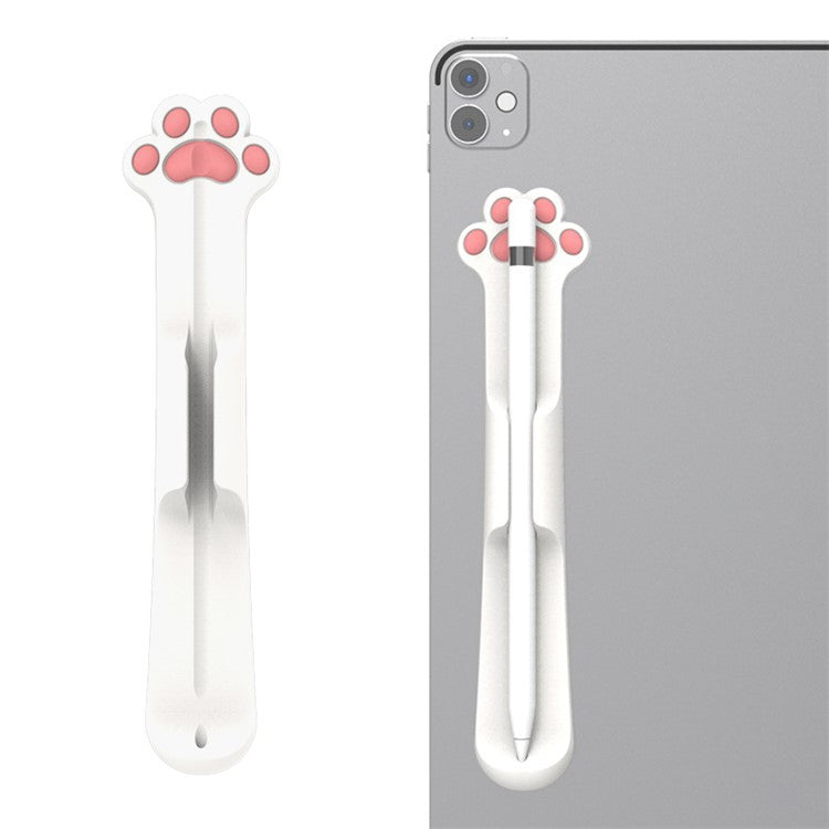 Love Mei Magnetic Attach Design Strong Adhesive Liquid Silicone Pencil Holder Sticker for Apple Pencil 1st / 2nd Generation - White Cat's Paw