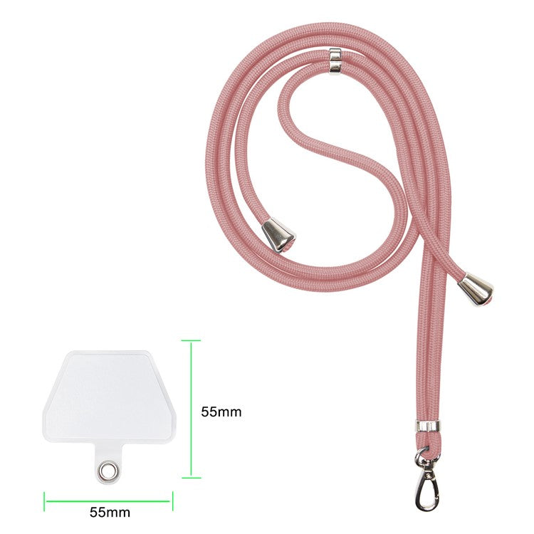 Universal Adjustable Phone Lanyard Neck Strap with 2 Tether Patches Mobile Case Accessory - Pink