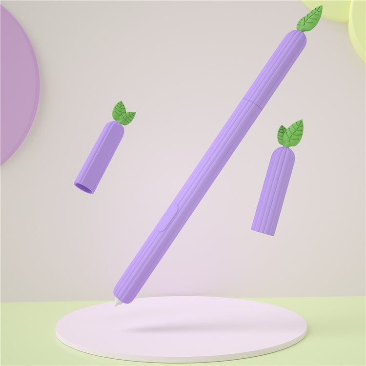 Portable Soft Silicone Case for Samsung Galaxy Tab S6 SM-T860 (Wi-Fi)/SM-T865 (LTE), Carrot Shaped Stylus Sleeve Cover Anti-Slip Smooth Grip Accessories - Purple