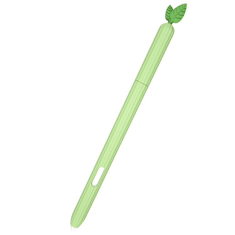 For Samsung Galaxy Tab S7 T870 Silicone Stylus Pen Holder Vegetables Style Anti-Slip Sleeve Skin Pocket Cover - Green