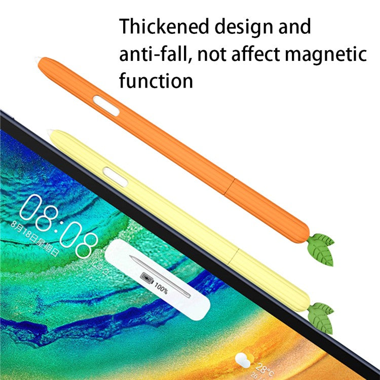 For Samsung Galaxy Tab S7 T870 Silicone Stylus Pen Holder Vegetables Style Anti-Slip Sleeve Skin Pocket Cover - Green