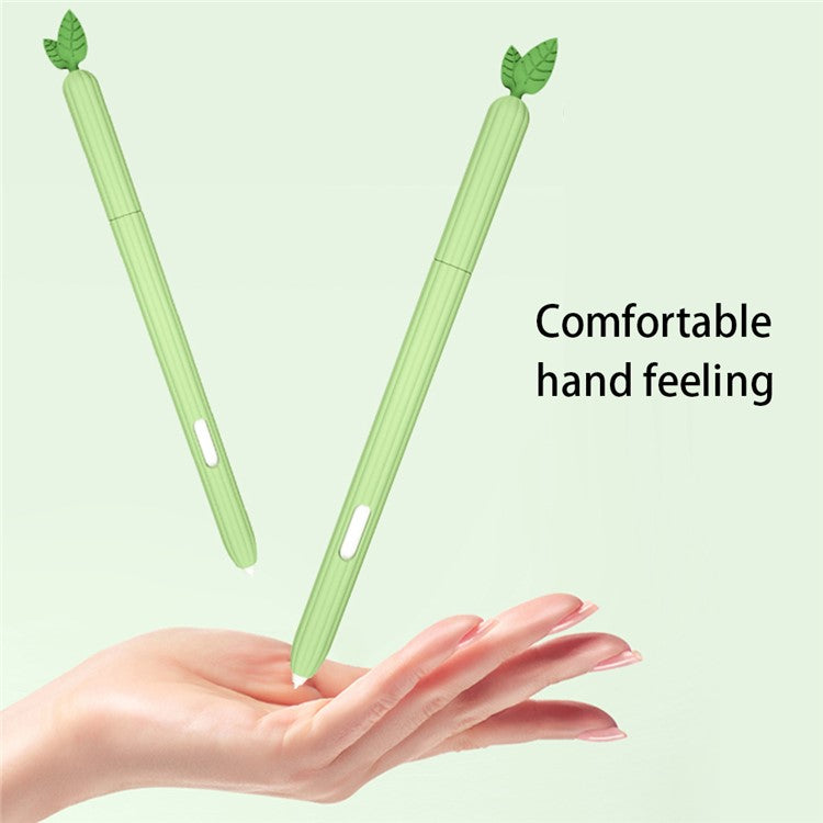 For Samsung Galaxy Tab S7 T870 Silicone Stylus Pen Holder Vegetables Style Anti-Slip Sleeve Skin Pocket Cover - Red