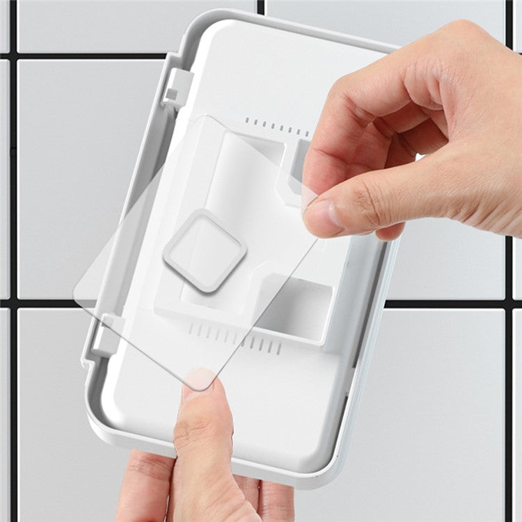 YJ-888 Shower Phone Holder for Bathroom Waterproof Case Wall Mount Phone Shelf with Touch Screen Anti-Fog Mobile Phone Holder Self Adhesive Storage Box - White