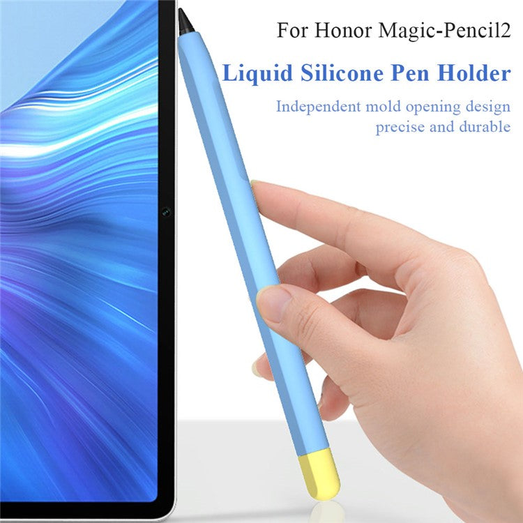 For Honor Magic-Pencil 2 Soft Liquid Silicone Sleeve Cover Pen Holder Protective Skin Case Non-Slip Smooth Grip Accessories with Pen Cap - Black