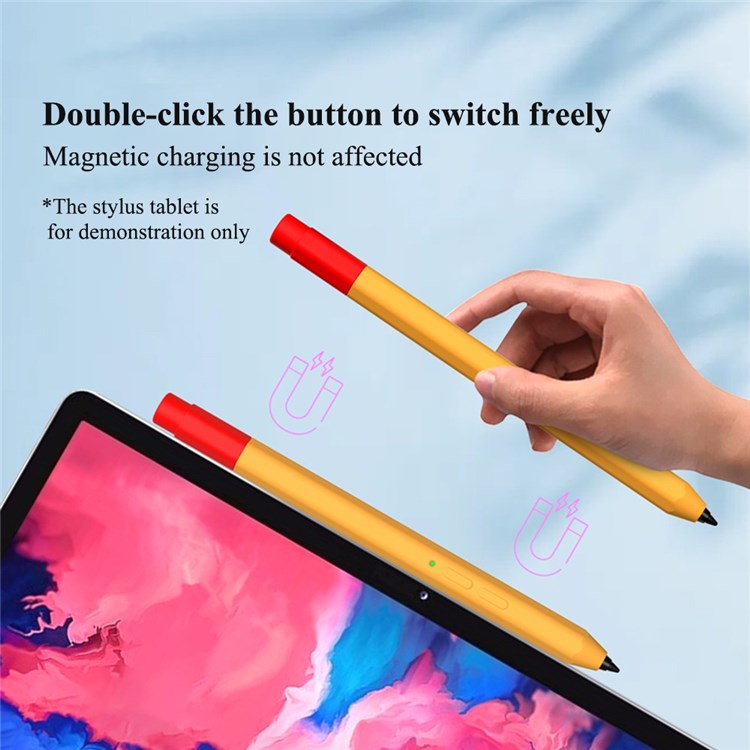 For Lenovo Xiaoxin Stylus Contrast Color Liquid Silicone Protective Pencil Case Wrap Cover Sleeve - Pink