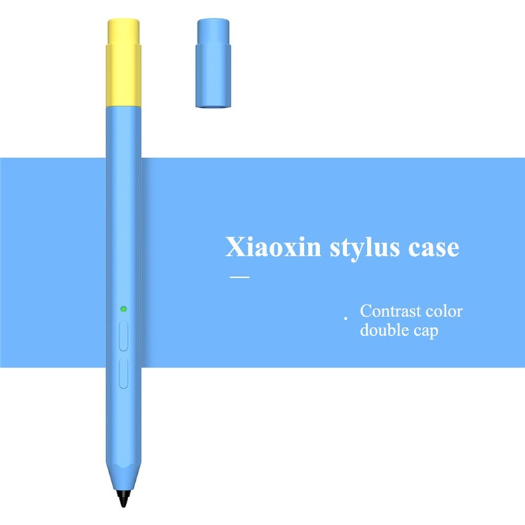 For Lenovo Xiaoxin Stylus Contrast Color Liquid Silicone Protective Pencil Case Wrap Cover Sleeve - Sky Blue