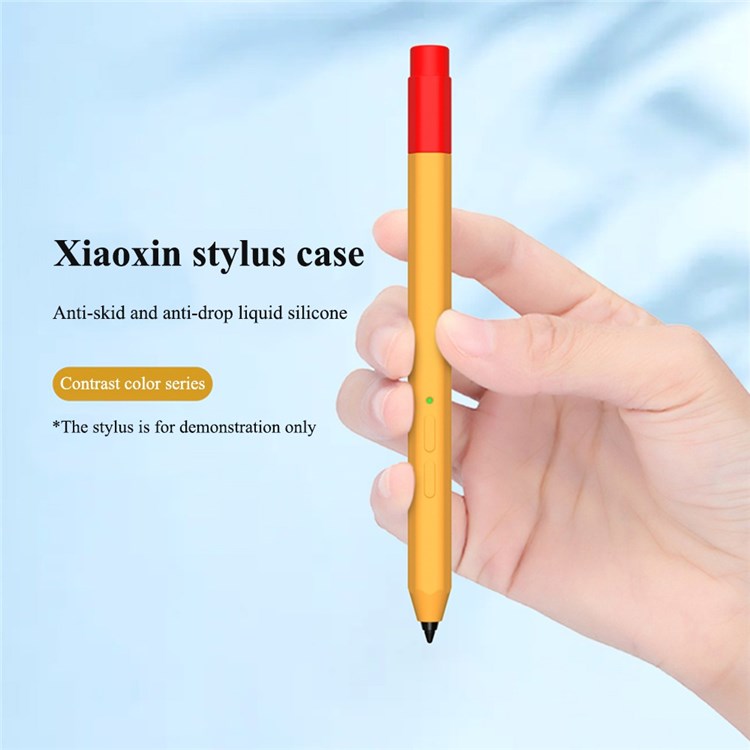 For Lenovo Xiaoxin Stylus Contrast Color Liquid Silicone Protective Pencil Case Wrap Cover Sleeve - Sky Blue