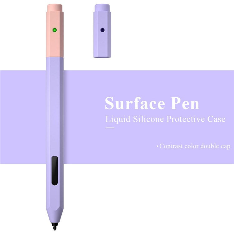 For Microsoft Surface Pen Liquid Silicone Protective Pencil Case Dust Proof Wrap Cover Sleeve - Purple