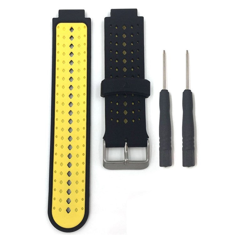 Universal Soft Silicone Watch Strap Dual Color Wrist Band for Garmin Forerunner 220/230/235/630/620/735 - Black / Yellow