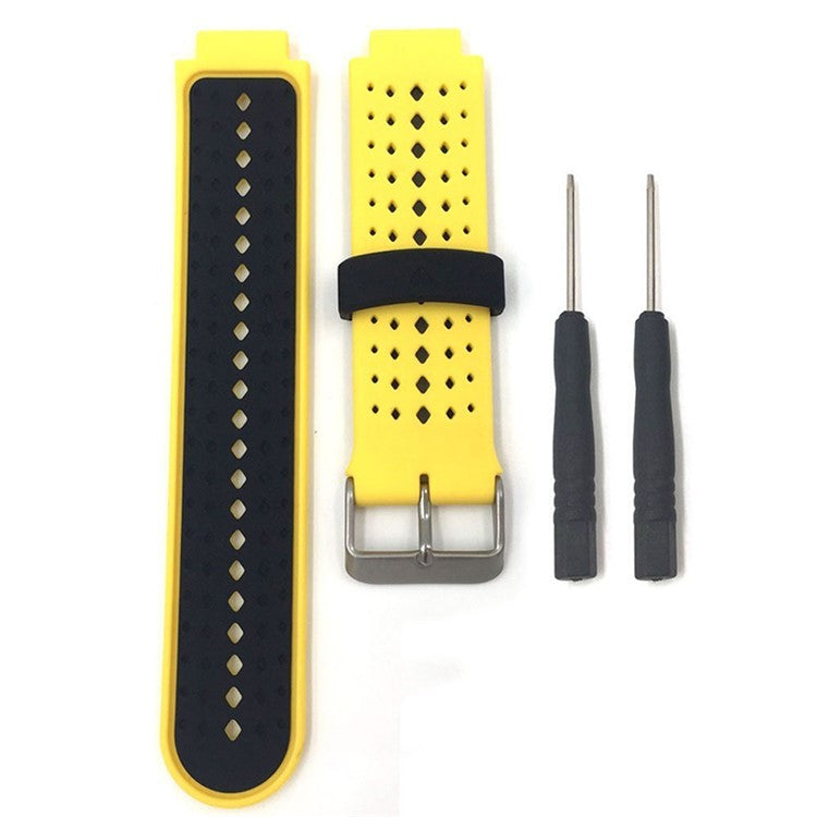 Universal Soft Silicone Watch Strap Dual Color Wrist Band for Garmin Forerunner 220/230/235/630/620/735 - Black / Yellow