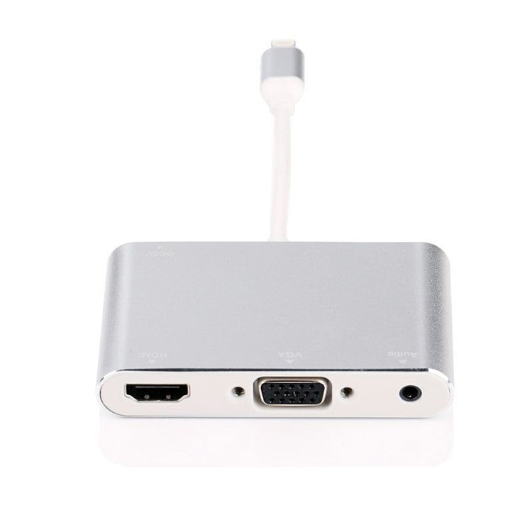 Lightning 8 Pin Male to HDMI + VGA + Audio Female Cable Adapter for iPhone X / 8P / 8 / 7 /7 Plus Etc. - White