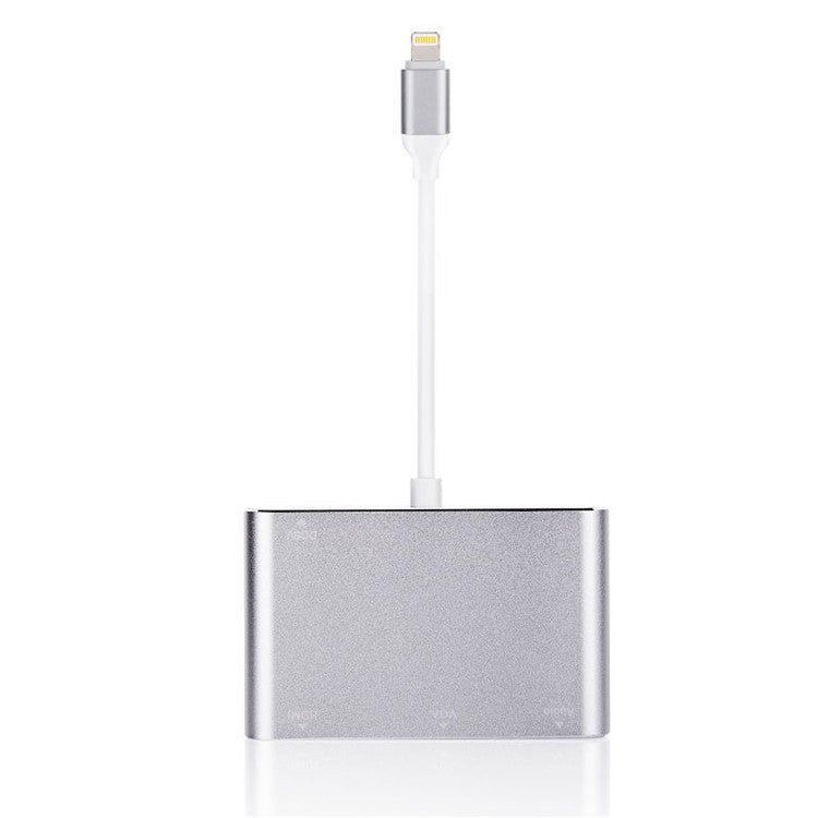 Lightning 8 Pin Male to HDMI + VGA + Audio Female Cable Adapter for iPhone X / 8P / 8 / 7 /7 Plus Etc. - White