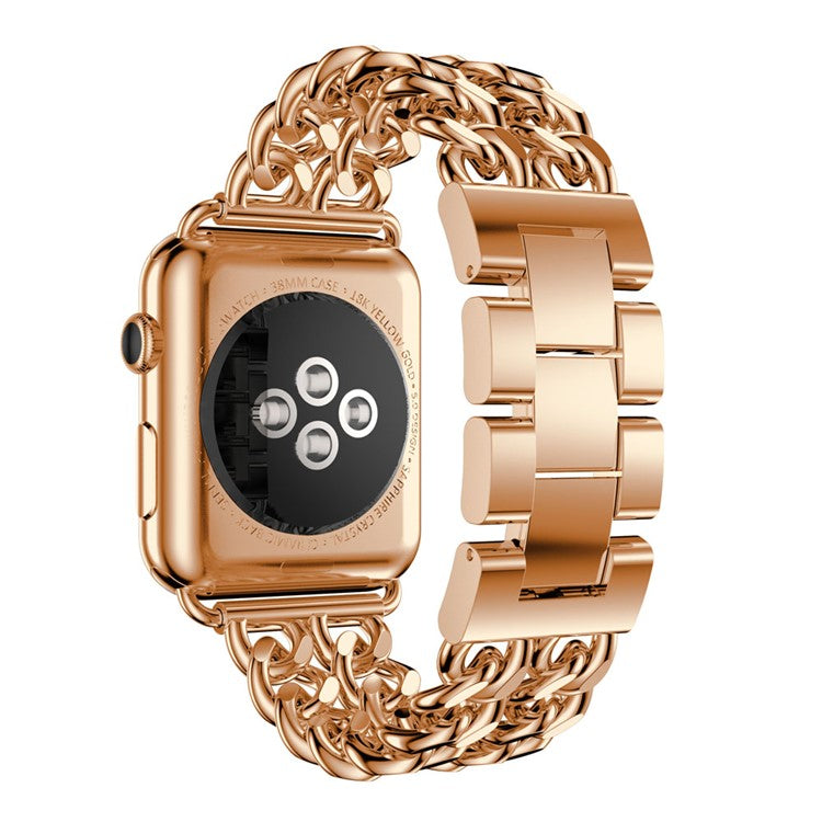 Cowboy Chain Electroplated Stainless Steel Watch Band for Apple Watch Series 10 42mm / 9 8 7 41mm / SE (2023) SE (2022) SE 6 5 4 40mm / 3 2 1 38mm - Rose Gold Color
