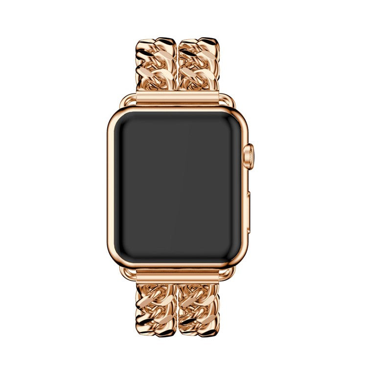 Cowboy Chain Electroplated Stainless Steel Watch Band for Apple Watch Series 10 42mm / 9 8 7 41mm / SE (2023) SE (2022) SE 6 5 4 40mm / 3 2 1 38mm - Rose Gold Color