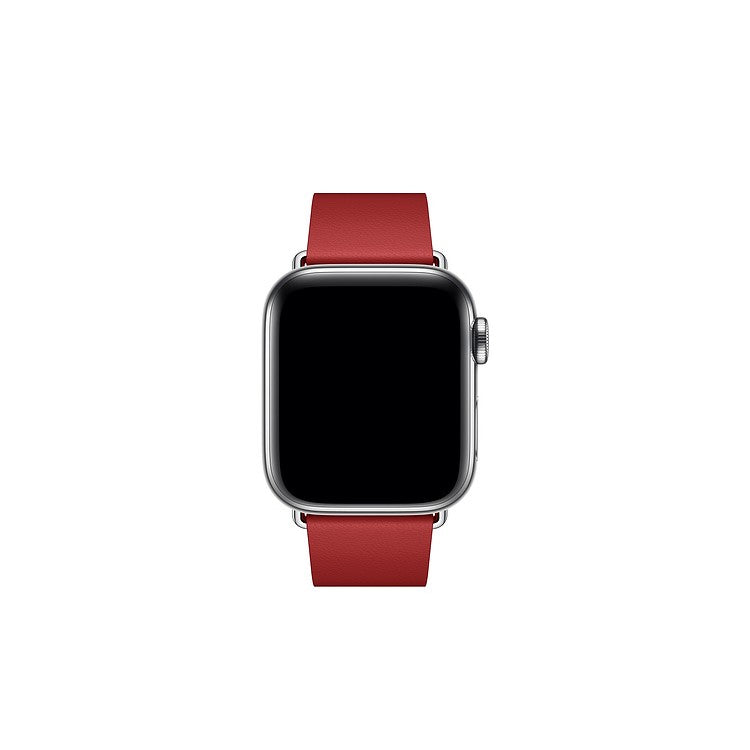 Modern Style Genuine Leather Watchband with Magnetic Buckle for Apple Watch Series 10 46mm / Ultra 2 Ultra 49mm / 9 8 7 45mm / SE (2023) SE (2022) SE 6 5 4 44mm / 3 2 1 42mm - Red