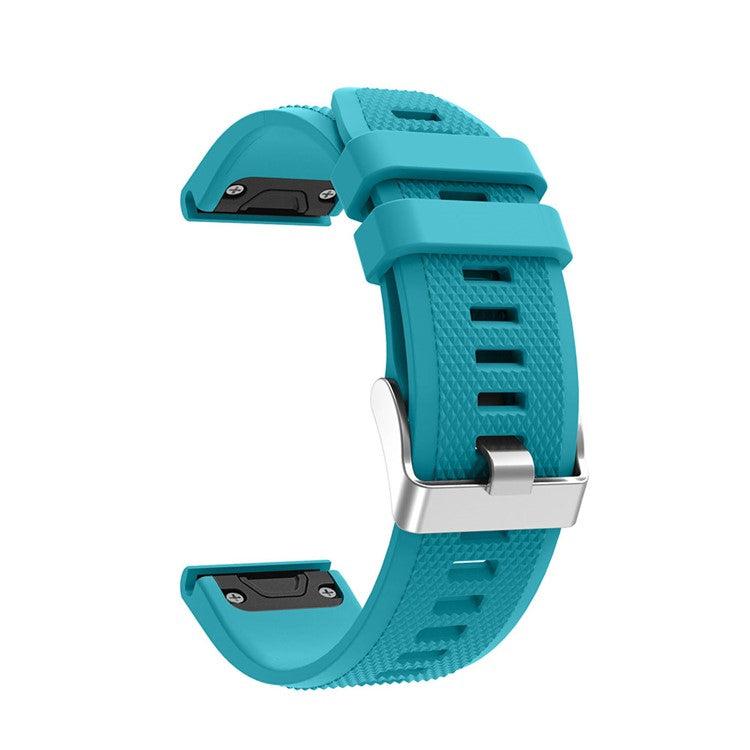 Rhombus Texture Pin Buckle Silicone Watch Strap Replacement for Garmin Forerunner 935 - Sky Blue
