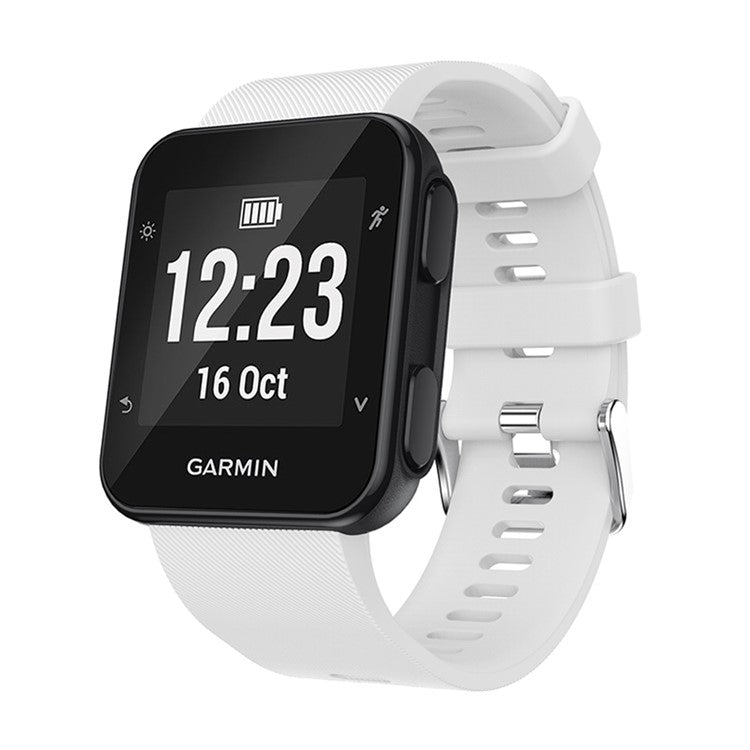 For Garmin Forerunner 35 Silicone Watch Band Pin Buckle Wrist Strap - White