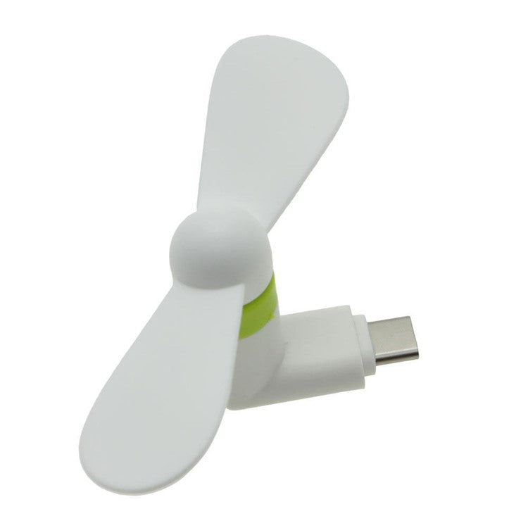 Two Blades Mini Portable Fan OTG USB 3.1 Type C Cooling Fan for Samsung Galaxy S8/LG G6 Etc. - White