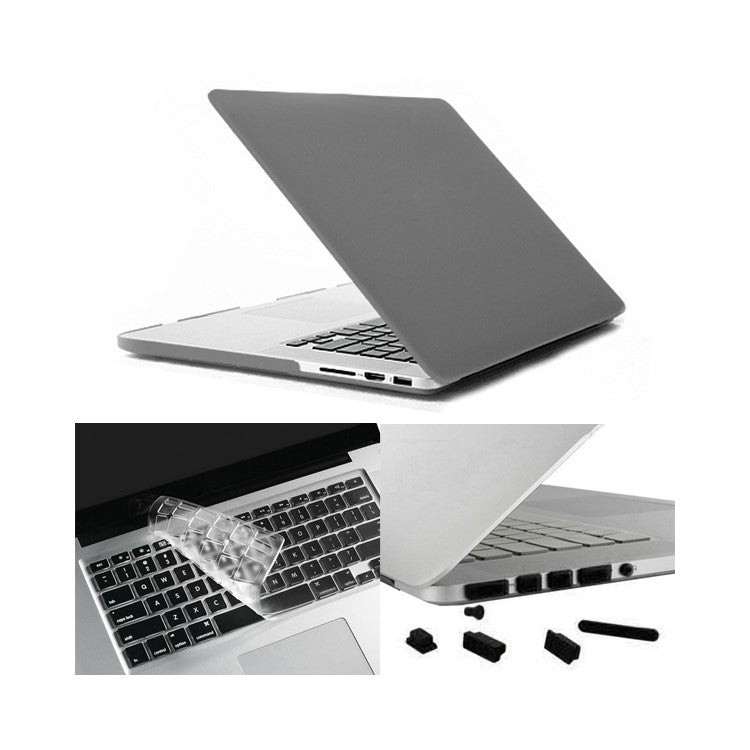 ENKAY HAT PRINCE Matte PC Full Body Case + Keyboard Film + Anti-dust Plugs for MacBook Pro 13.3" Retina A1425 - Grey