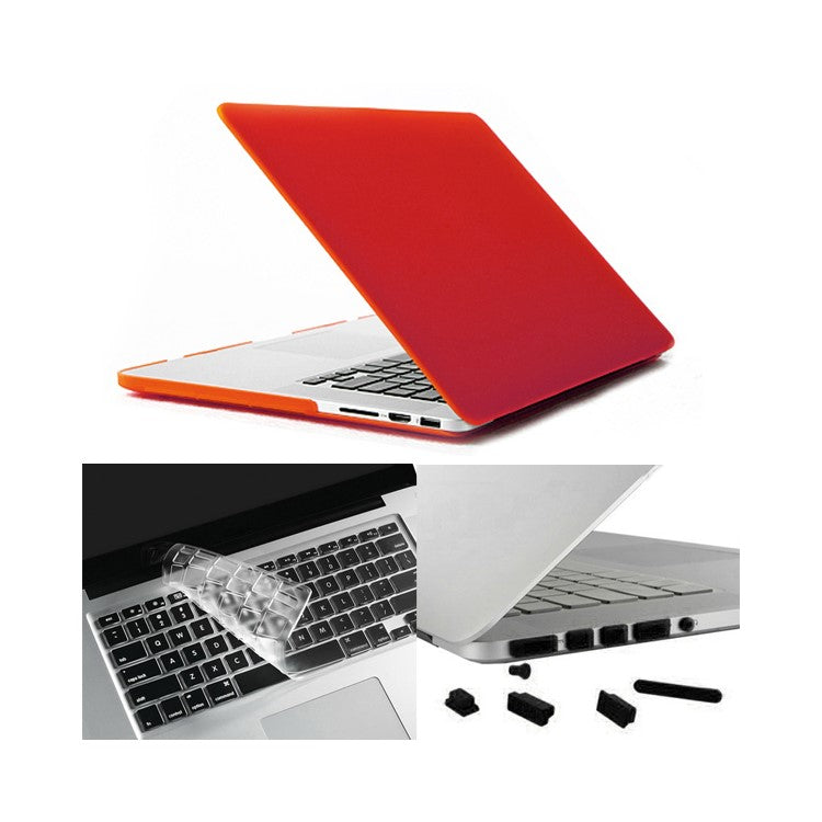 ENKAY HAT PRINCE Matte PC Full Body Cover + Keyboard Film + Anti-dust Plugs for MacBook Pro 13.3" Retina A1425 - Red