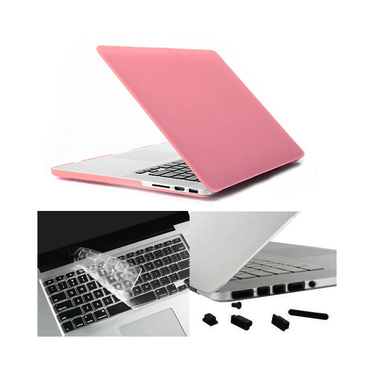 ENKAY HAT PRINCE Matte PC Full Body Cover + Keyboard Film + Anti-dust Plugs for MacBook Pro 13.3" Retina A1425 - Pink