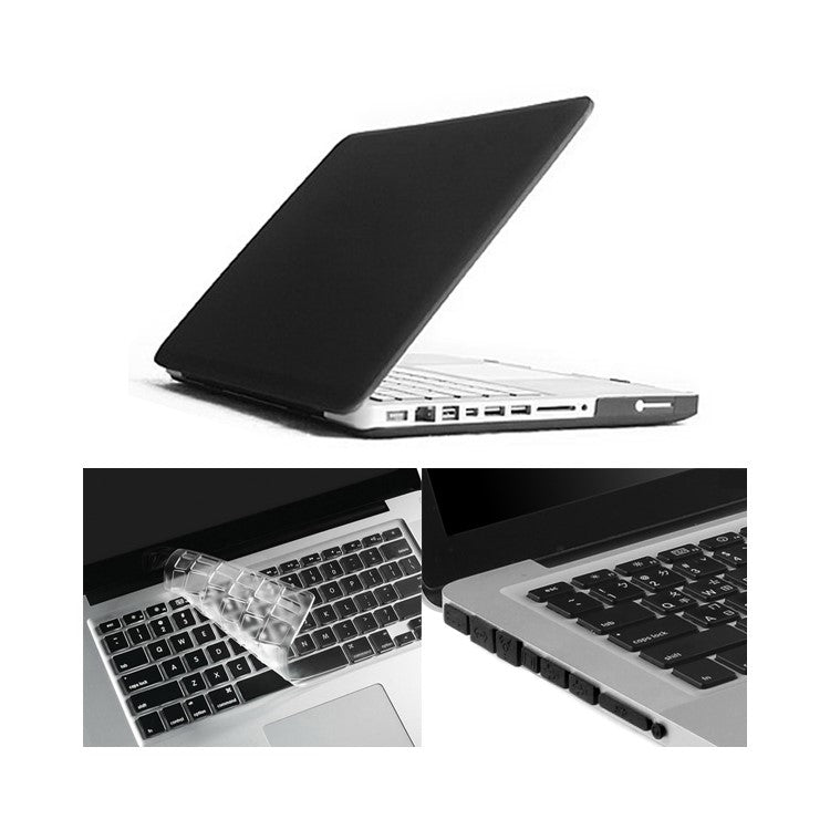 Black ENKAY HAT PRINCE Matte PC Full Body Case + Keyboard Film + Anti-dust Plugs for MacBook Pro 15.4" A1286