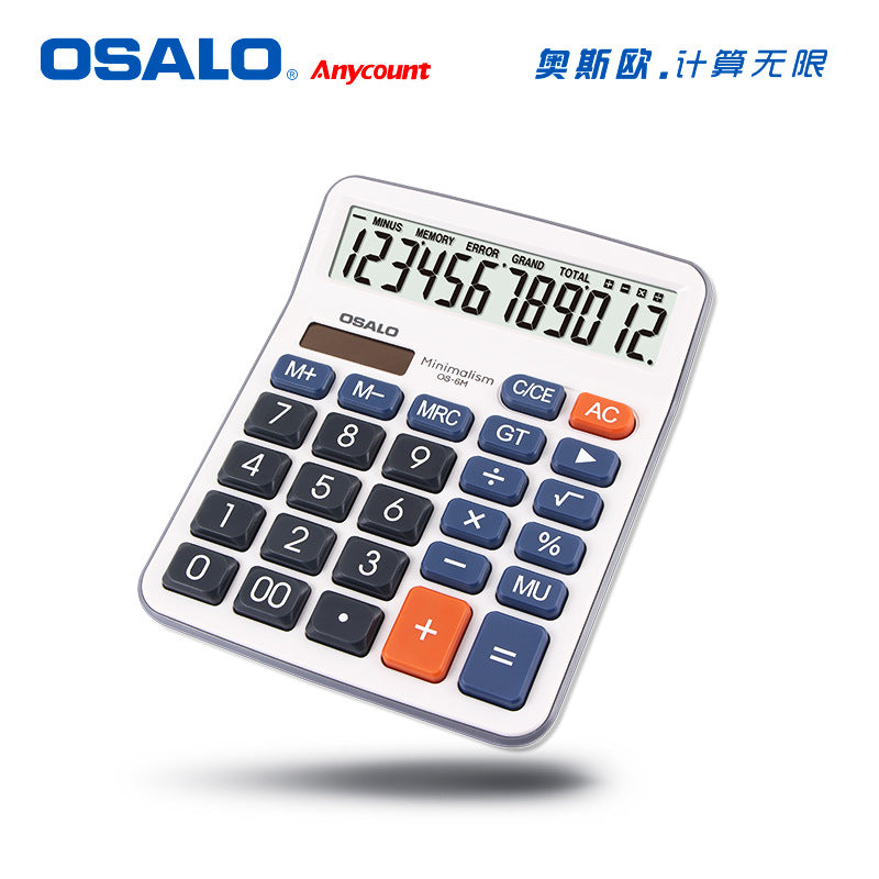 OSALO OS-6M 12 Digits Desktop Calculator Solar Energy Dual Power Calculator