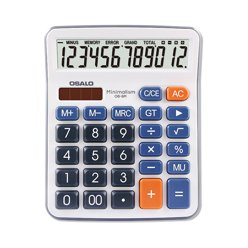 OSALO OS-6M 12 Digits Desktop Calculator Solar Energy Dual Power Calculator