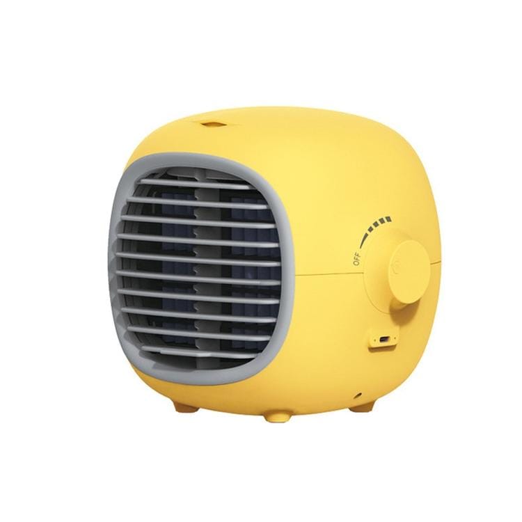Office Desktop Mini Small Air Conditioning Cooling Fan Silent Spray Fan (Yellow)