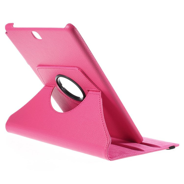 For Samsung Galaxy Tab A 9.7 T550 T555 Lychee Litchi Leather Cover with Rotary Stand - Rose