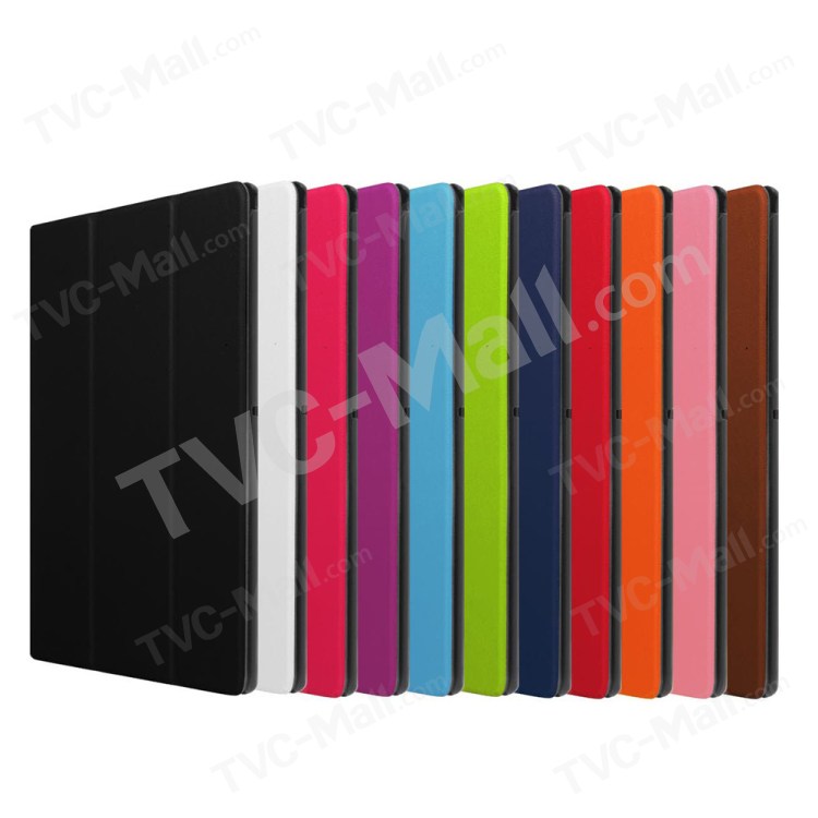 Custer Texture Tri-fold Stand Leather Protective Case for Sony Xperia Z4 Tablet - Black