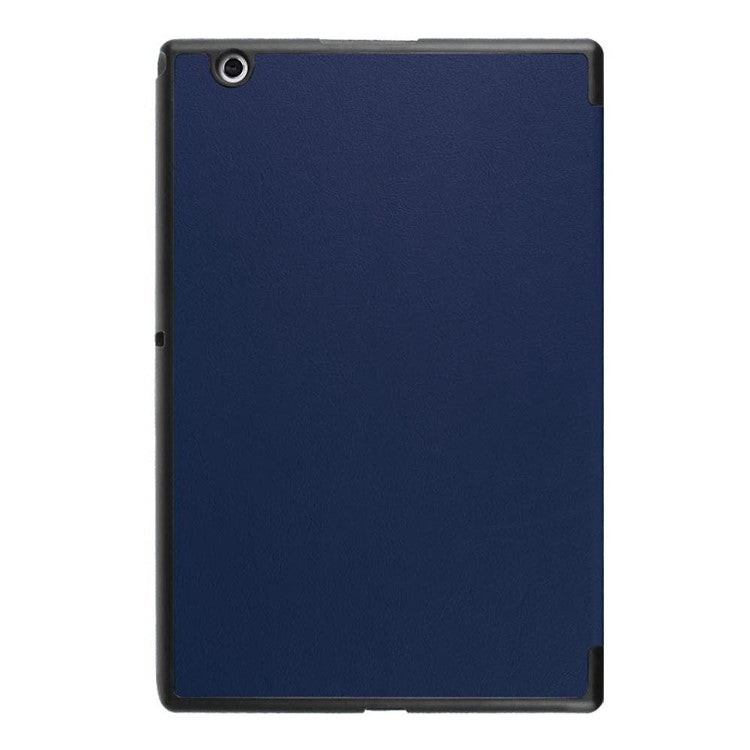 Custer Texture Leather Case Cover with Tri-fold Stand Cover for Sony Xperia Z4 Tablet - Dark Blue