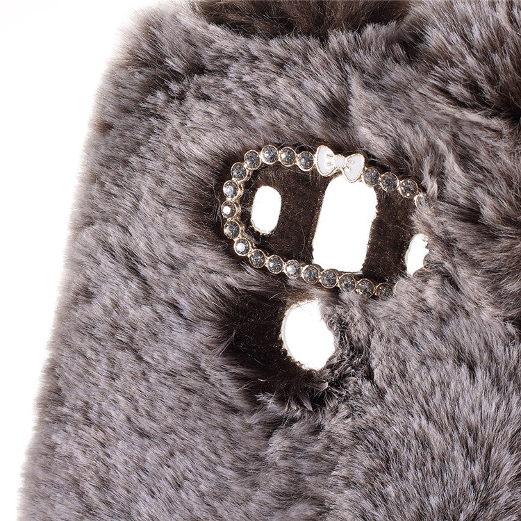 Rabbit Shape Fluffy Fur Coated Rhinestone TPU Protective Case for Huawei Mate 10 Pro - Coffee