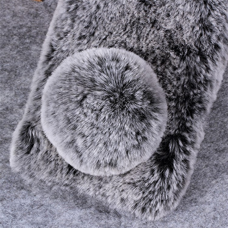 For Huawei P20 Lite / Nova 3e (China) Rabbit Shape Fluffy Fur Coated Rhinestone TPU Protective Mobile Shell - Dark Grey