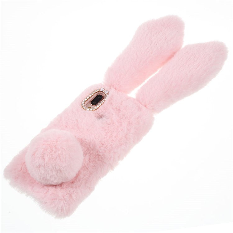Rabbit Shape Fluffy Fur Coated Rhinestone TPU Cellphone Shell for Huawei P20 Lite / Nova 3e (China) - Pink