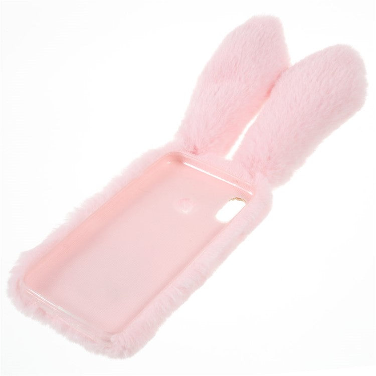 Rabbit Shape Fluffy Fur Coated Rhinestone TPU Cellphone Shell for Huawei P20 Lite / Nova 3e (China) - Pink