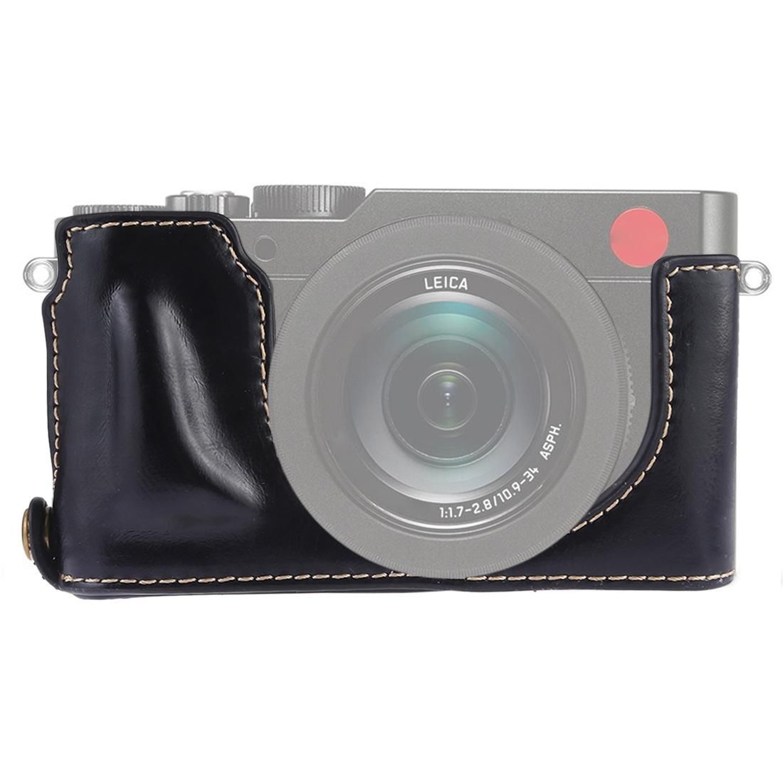 1/4 inch Thread PU Leather Camera Half Case Base for Leica DLUX TYP 109 (Black)
