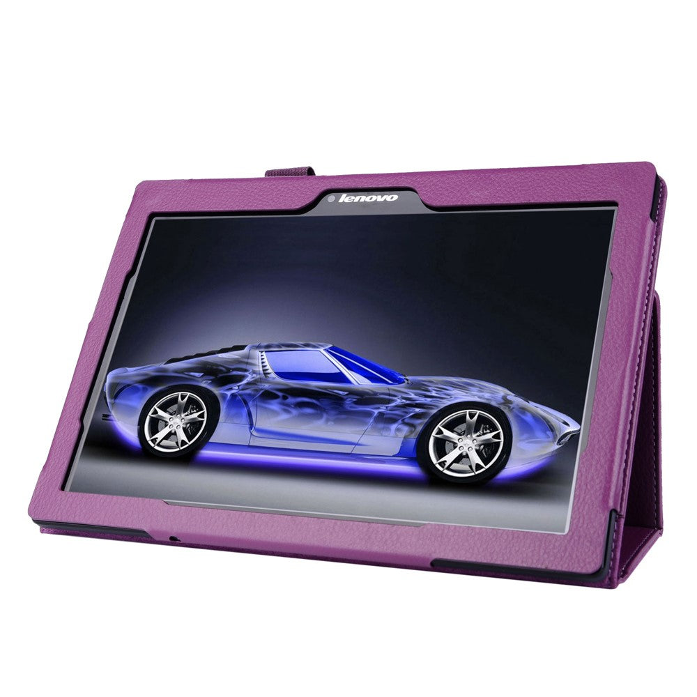 Litchi Texture 2-fold Stand Leather Case for Lenovo TAB 2 A10-70 - Purple