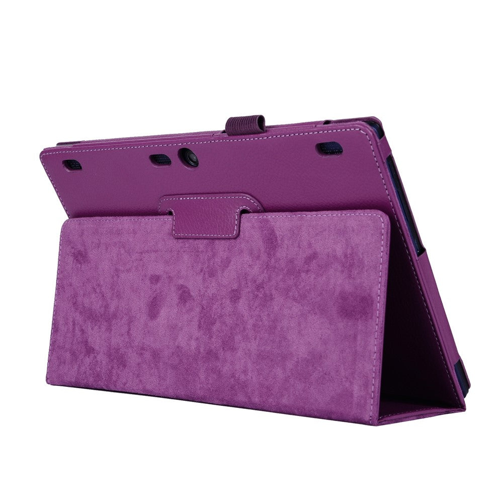 Litchi Texture 2-fold Stand Leather Case for Lenovo TAB 2 A10-70 - Purple